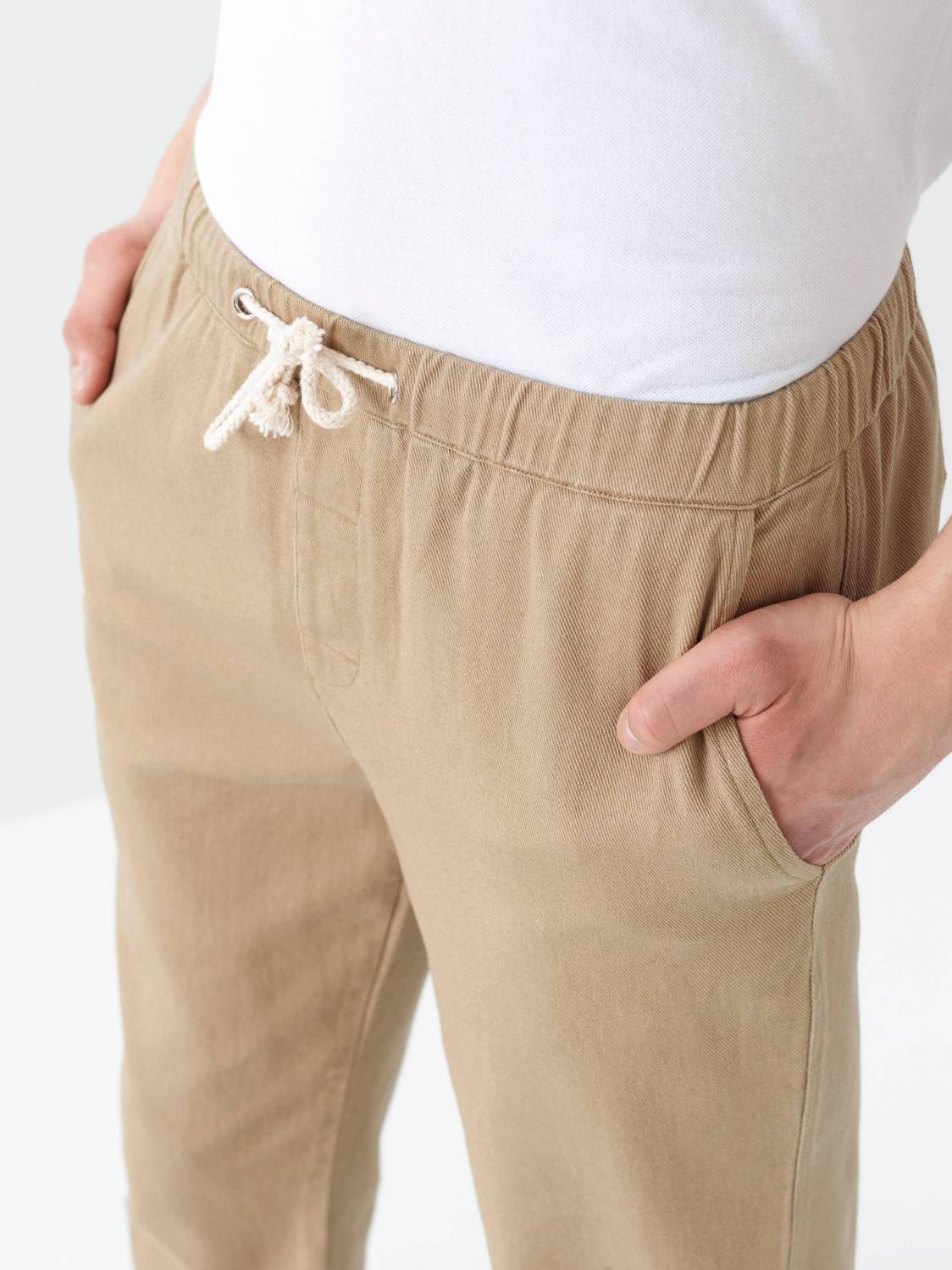 Drawstring Cotton Twill Trousers