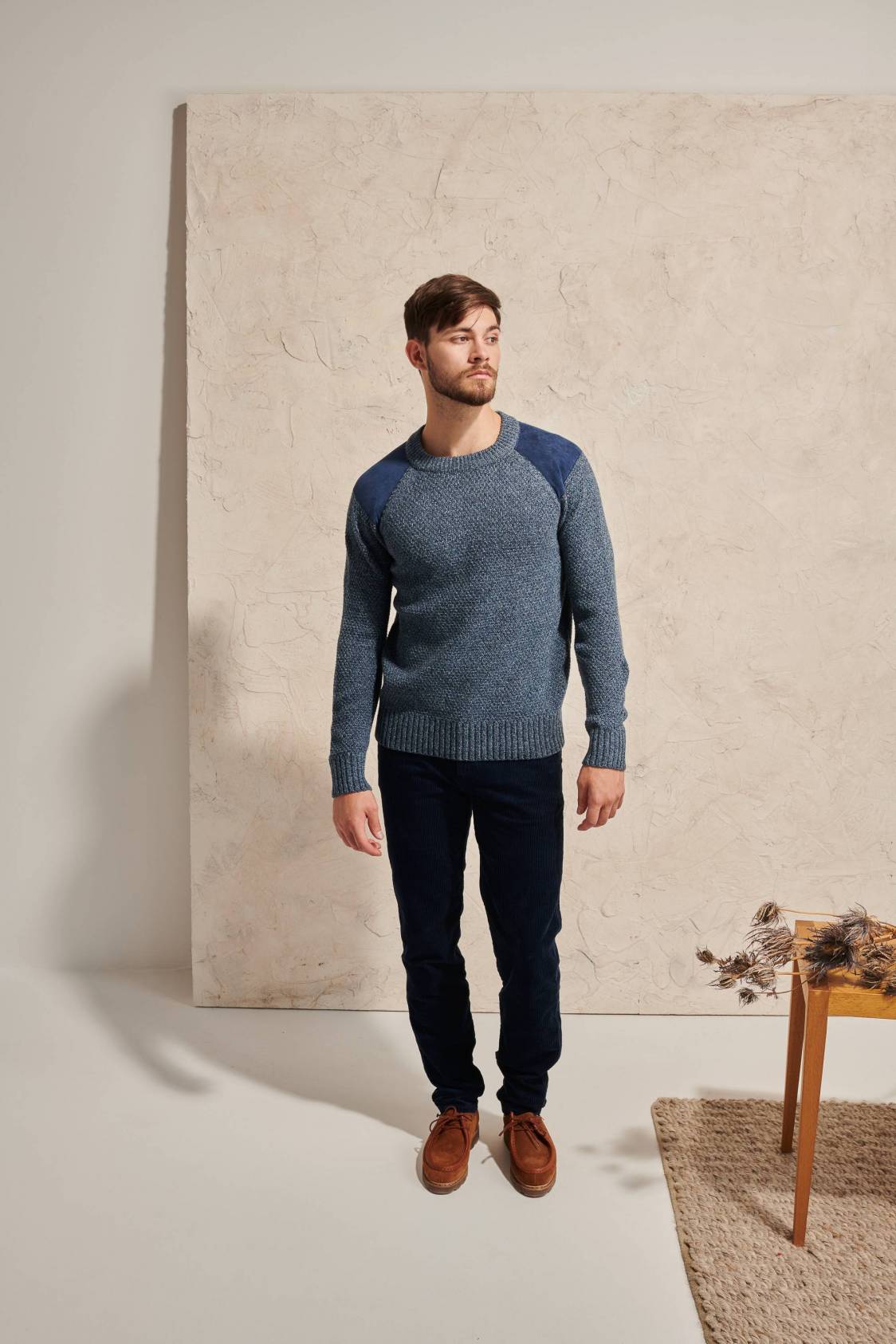 Shoulder-Patch Lambswool Sweater