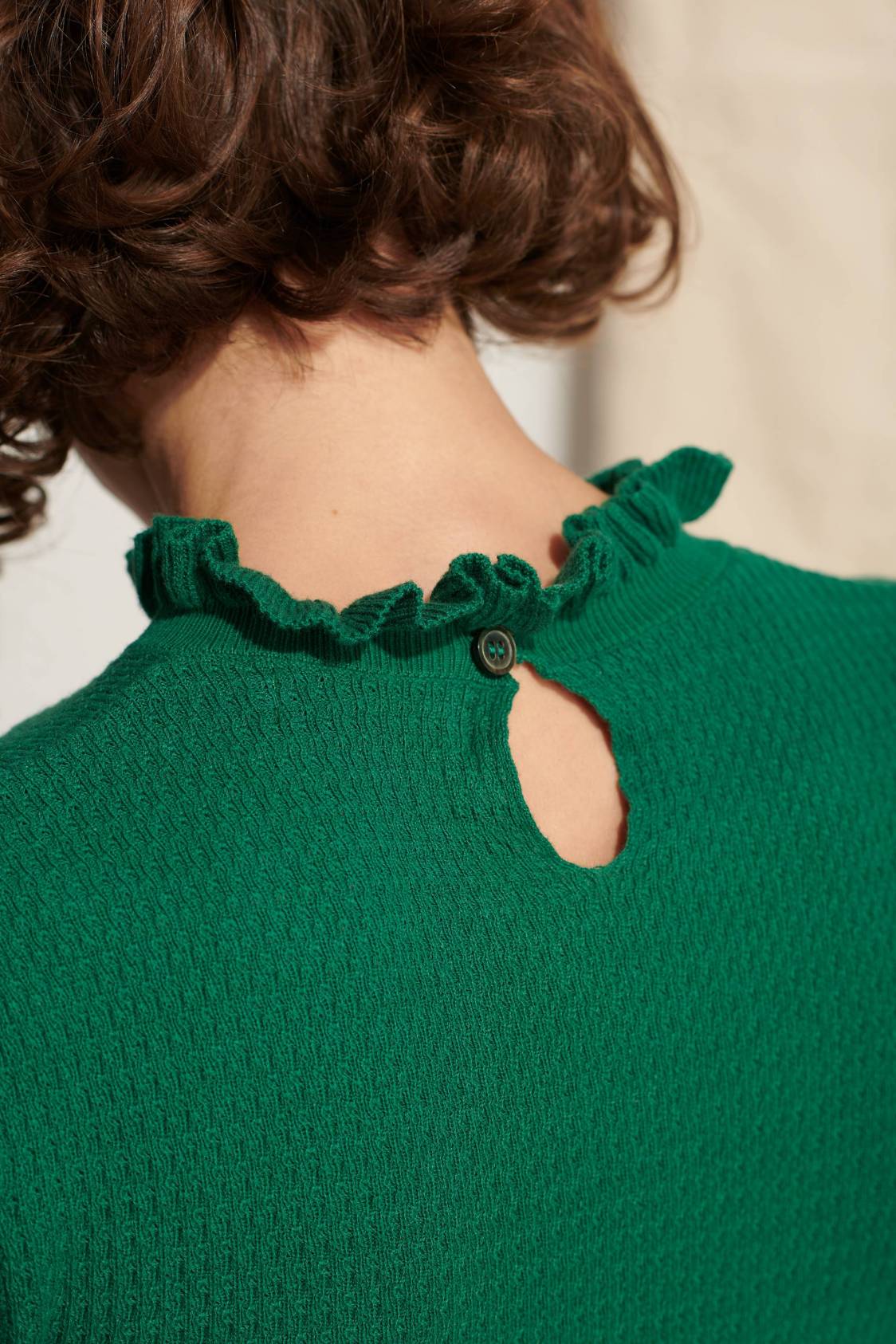 Textured-knit Gather-collar Sweater