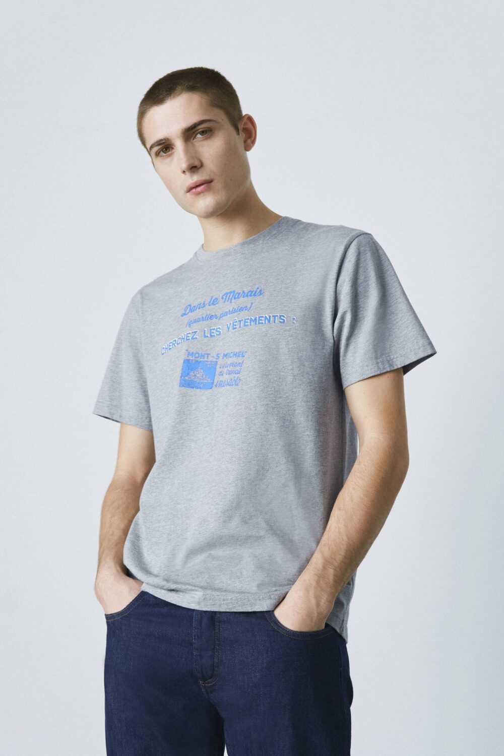 Tshirt imprimé vintage Tarimeo - XL, GRIS CHINE