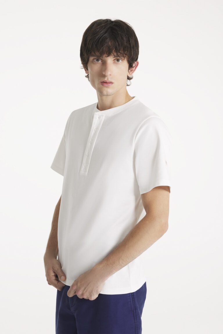 TRENOR - T-SHIRT WITH TUNISIAN COLLAR - OFFWHITE, seconde vue