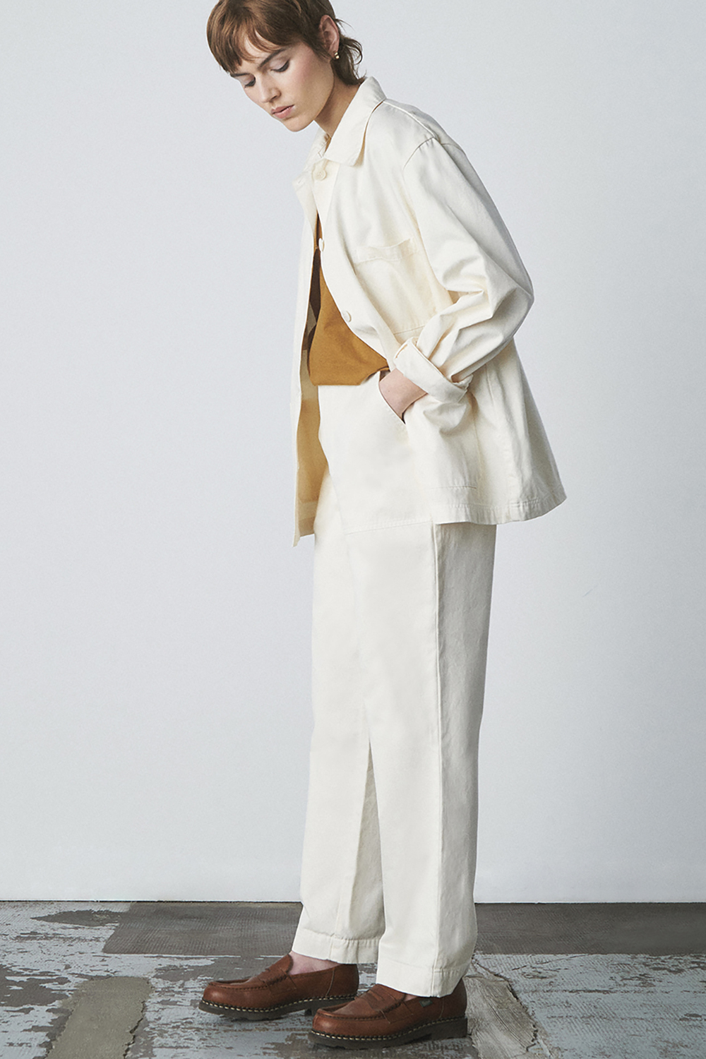 Pia - Gabardine work pants - 40, IVORY