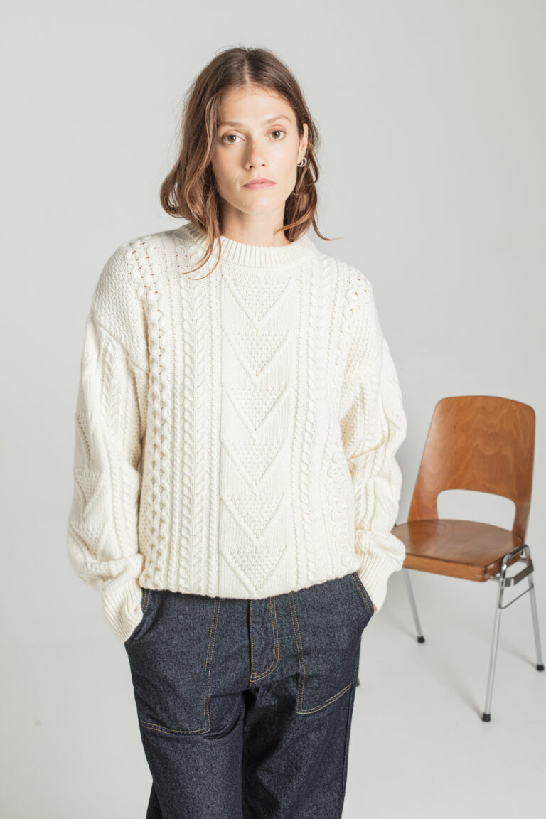 SANELLE - CABLE-KNIT SWEATER - OFFWHITE, seconde vue