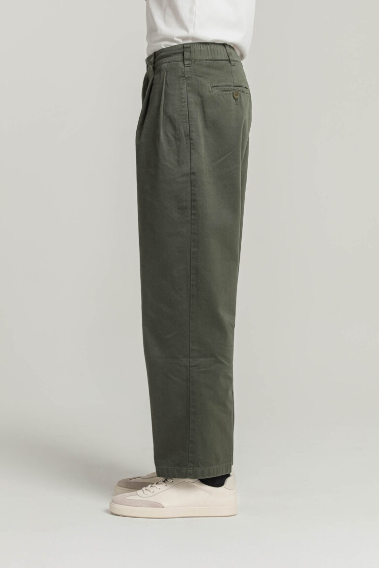 Pitt - Wide-leg gabardine pants - GREEN, seconde vue
