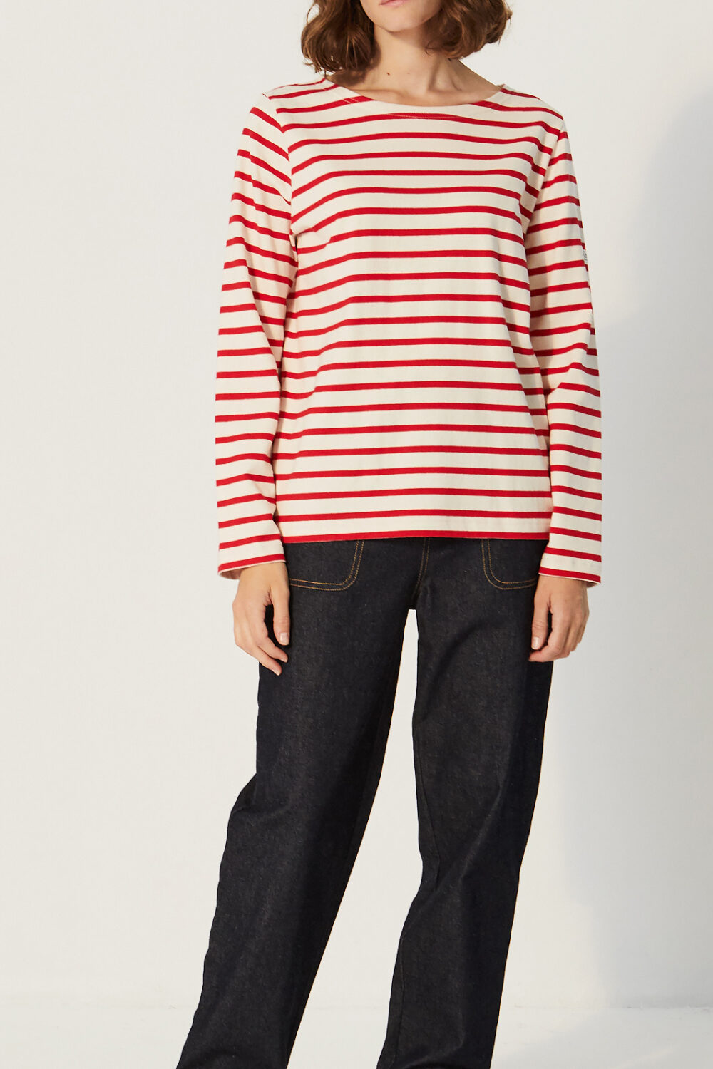 Tilda - Marinière manches longues - XS, ECRU/ROUGE