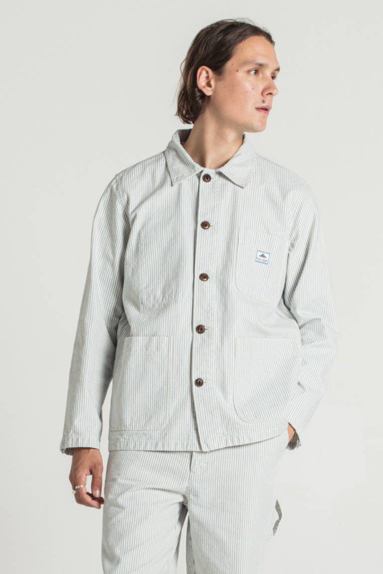 Vins - Striped work jacket - BLUE, seconde vue