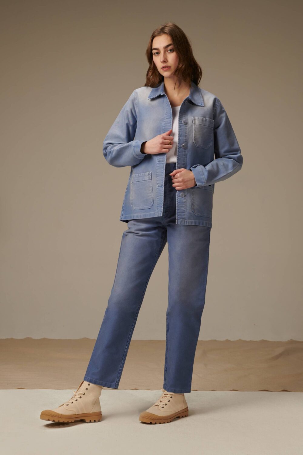 Philae - Vintage washed work pants - BLUE, seconde vue