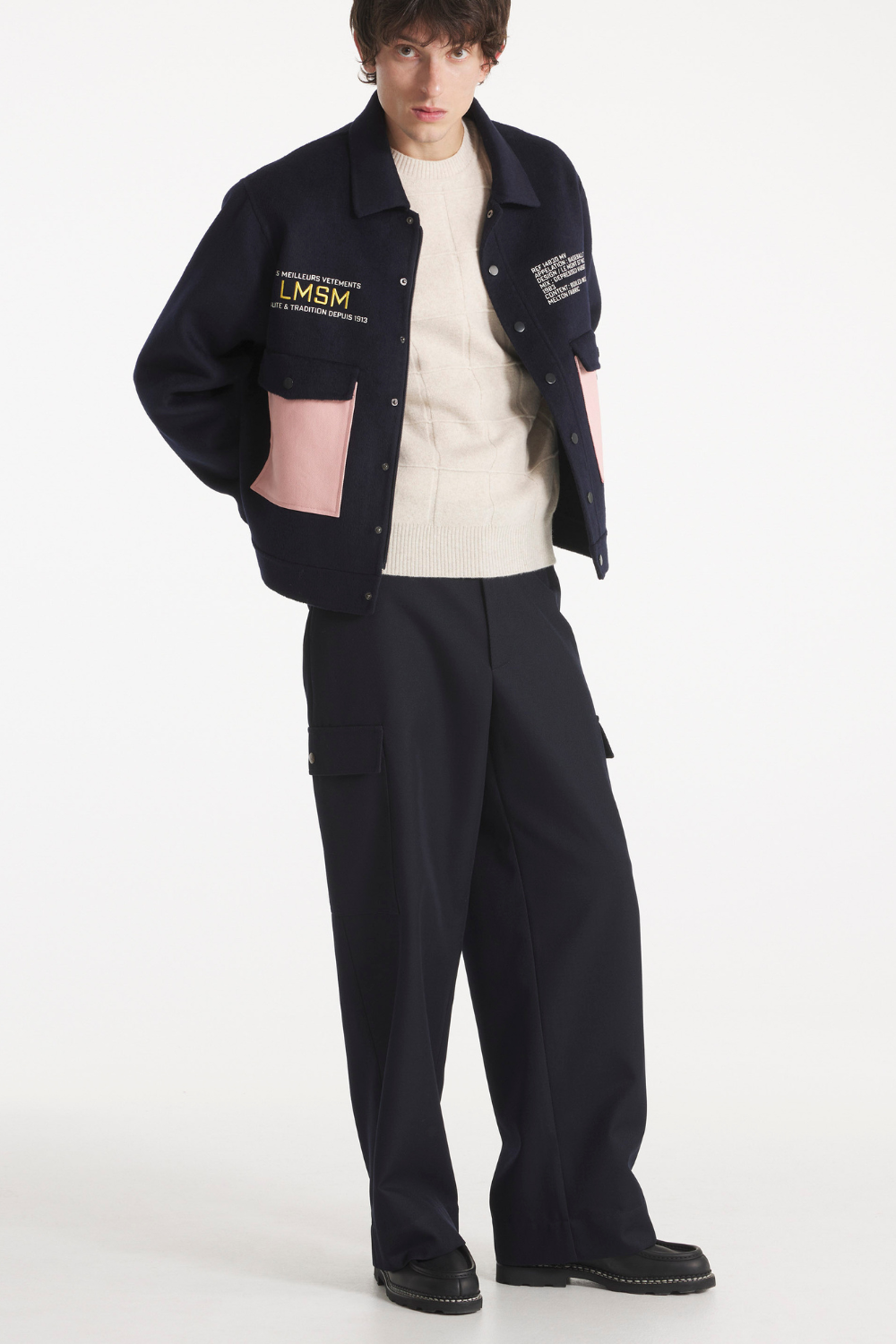 PLESLIN - WOOL CARGO PANTS - M, NAVY