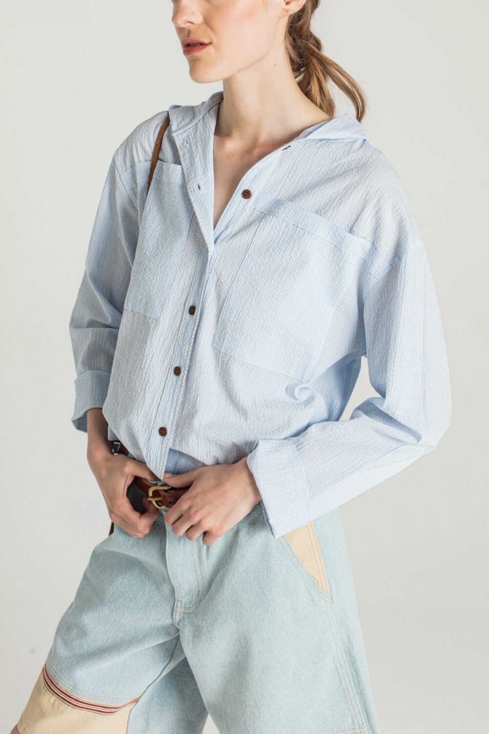 COODY - HOODED SHIRT - 34, BLUE
