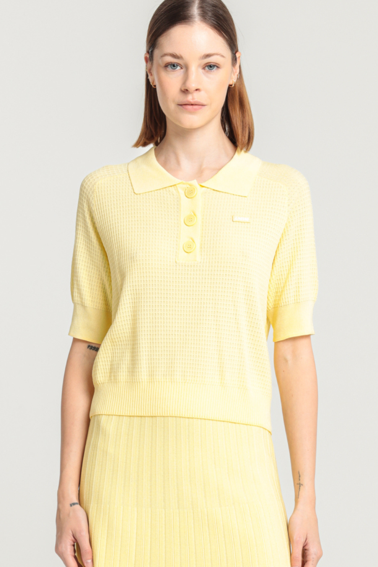 SERDANE - POLO EN MAILLE - JAUNE, seconde vue