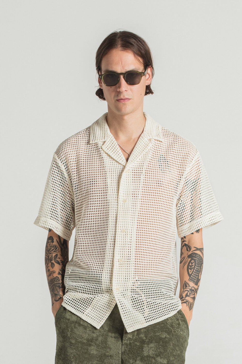 CACHEL - OPENWORK SHIRT - XS, OFFWHITE