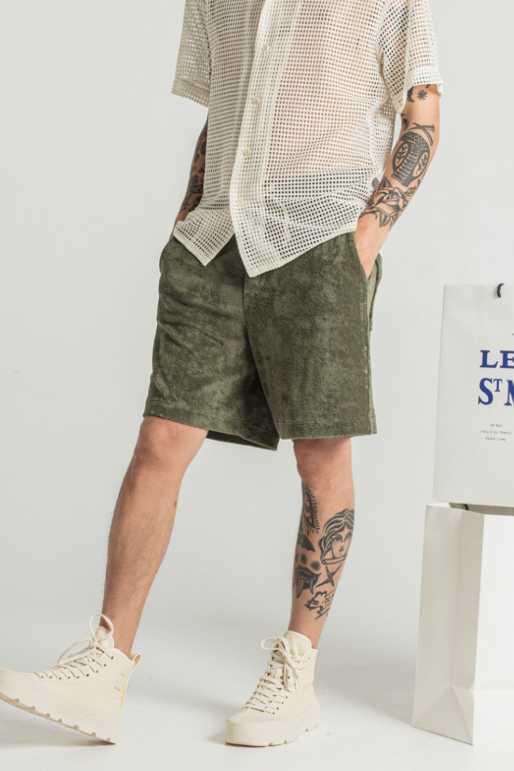PONGY - SHORT EN TISSU ÉPONGE - XS, KAKI
