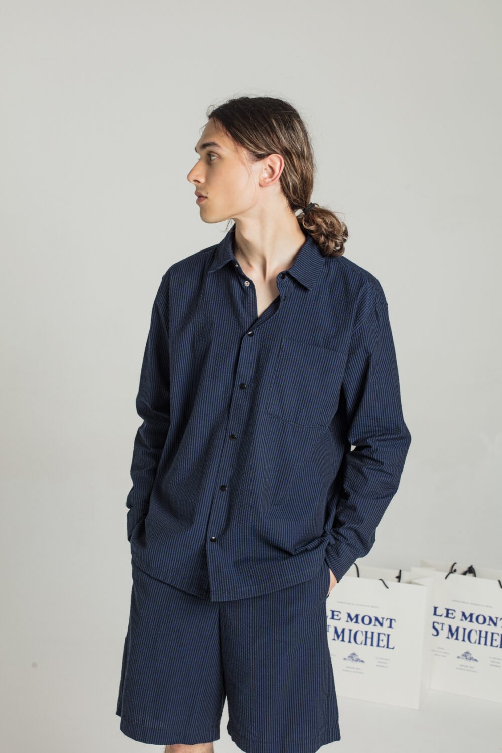 COCEANO - CHEMISE EN SEERUCKER - XS, BLEU