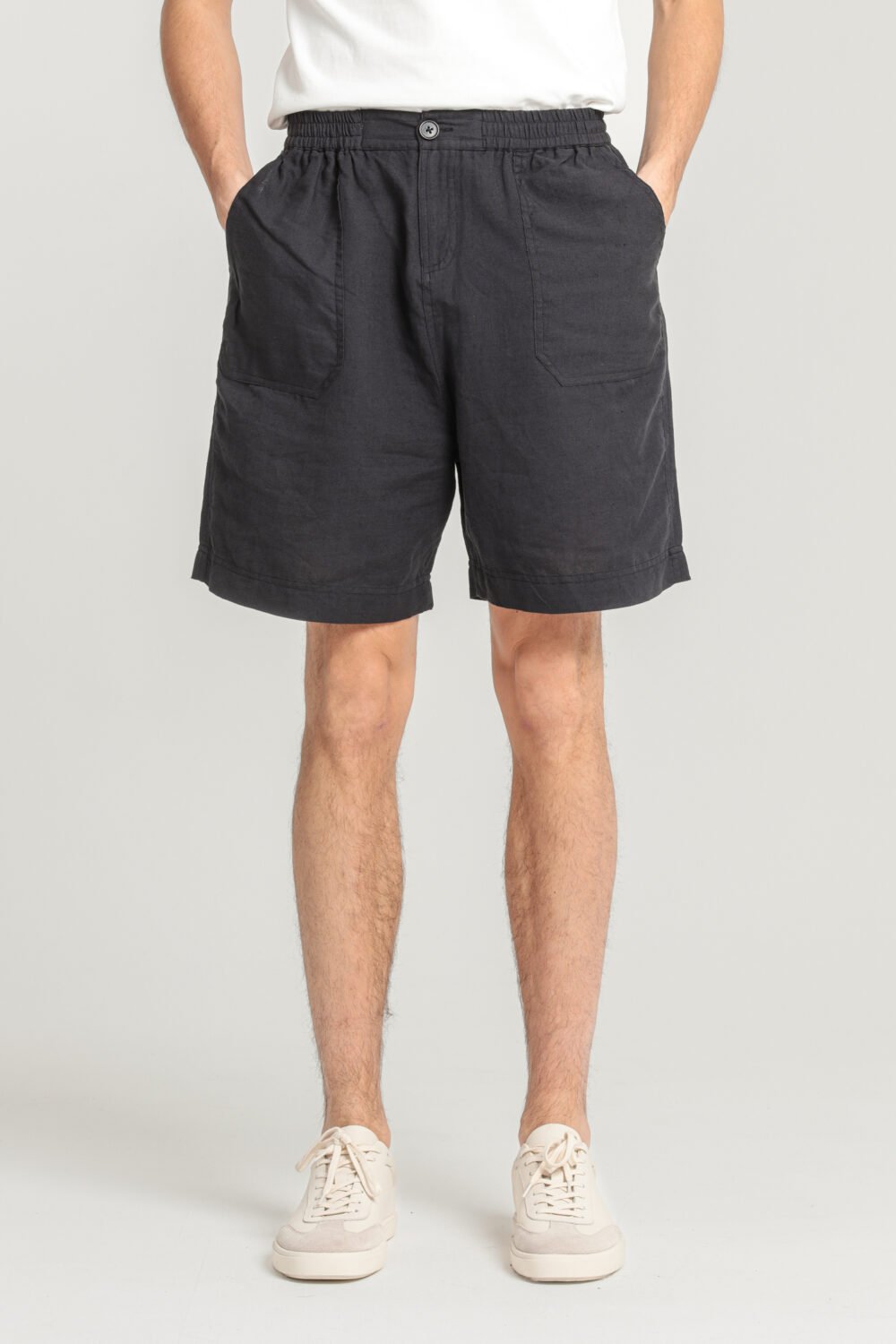 PARSSI - SHORT EN COTON LIN - XS, NOIR