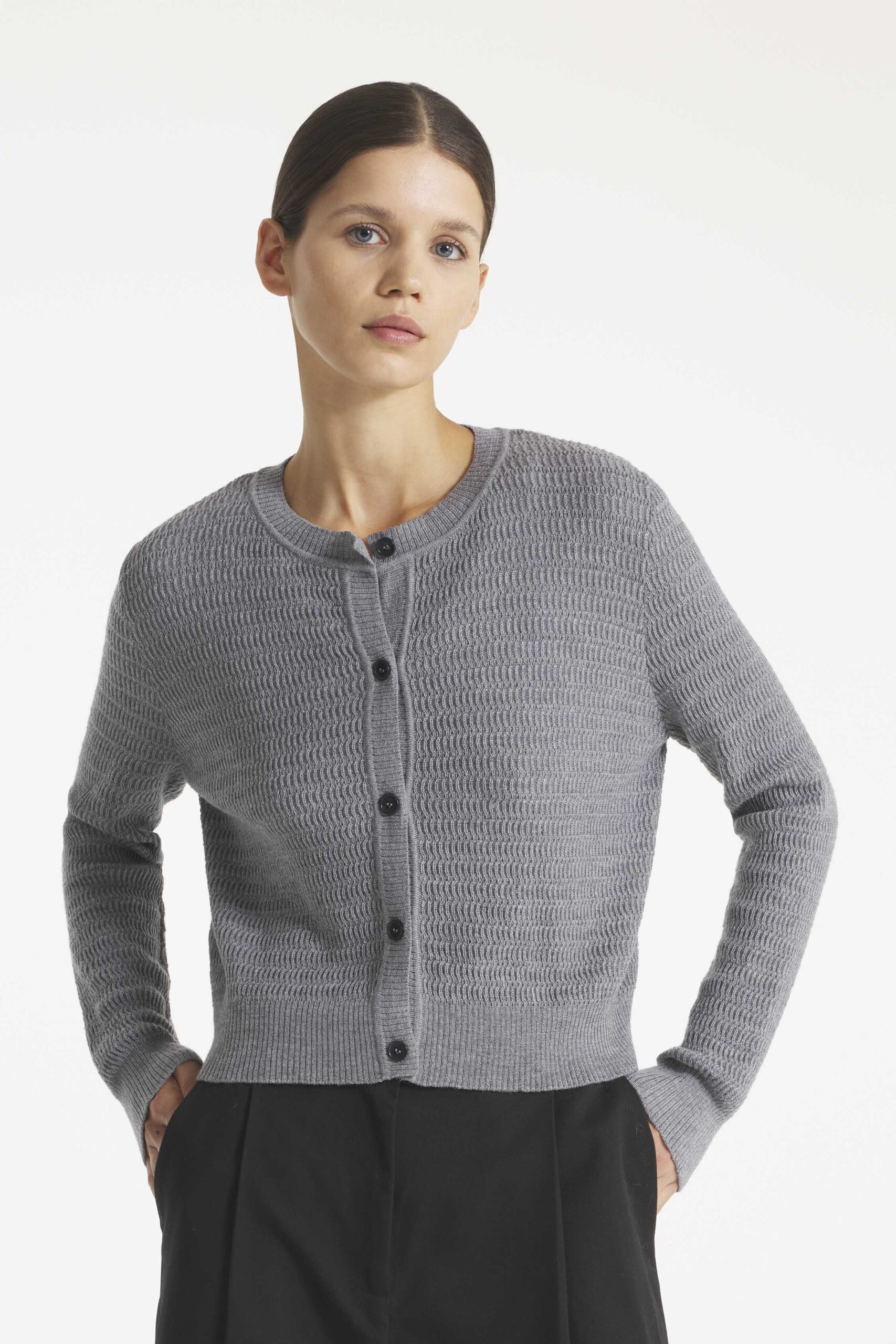 GURON - CARDIGAN RETRO - M, GRIS