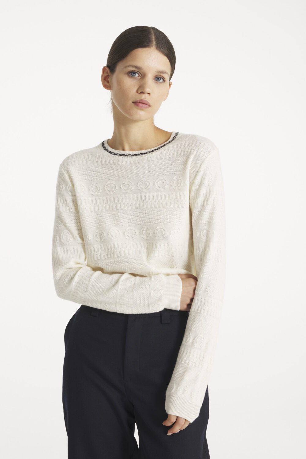 SDILL - SWEATER WITH DETAILS - L, OFFWHITE
