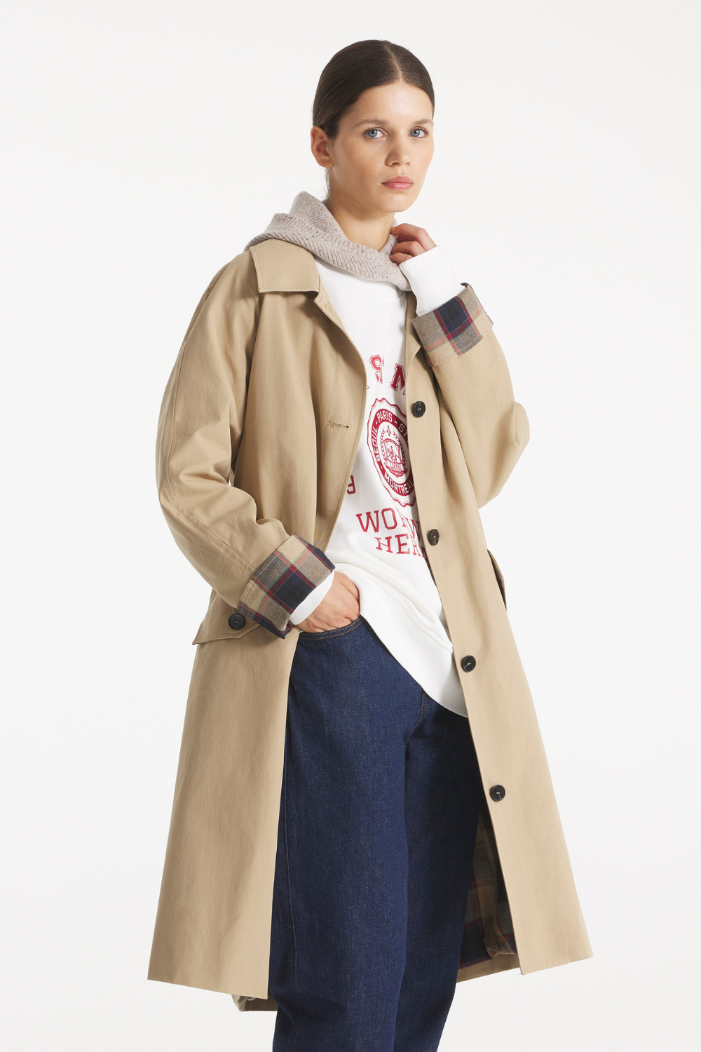 MILA - TRENCH DOUBLURE ÉCOSSAISE - 36, BEIGE