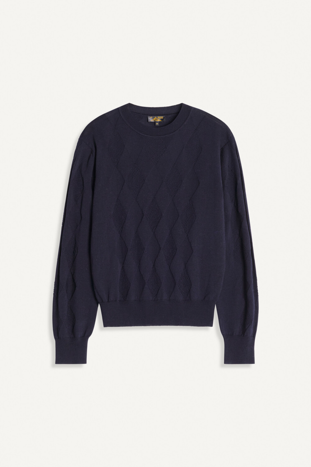 SOLAM - FITTED TEXTURED SWEATER - M, NAVY