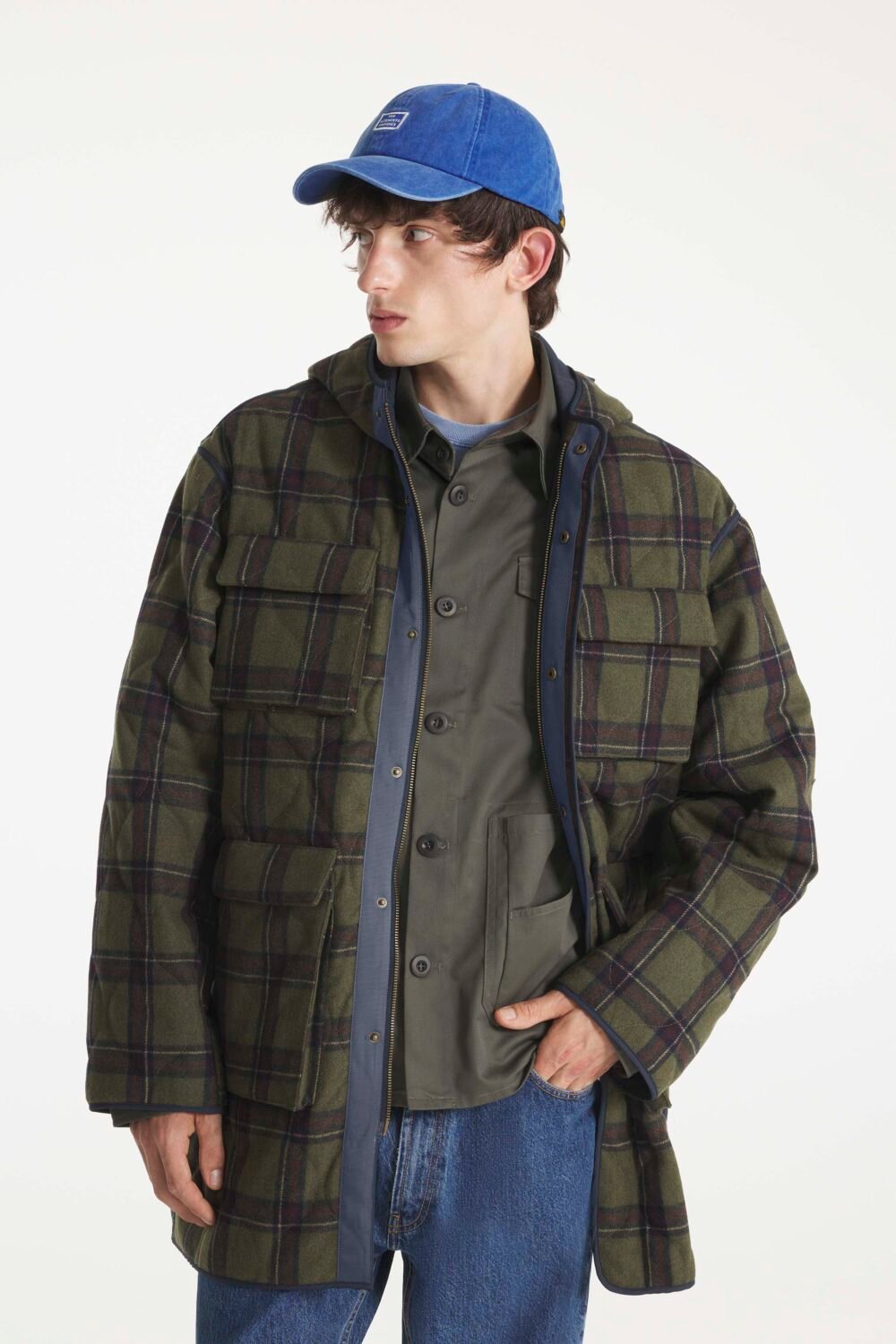 MARLOW - WOOL TARTAN PARKA - M, KAKI