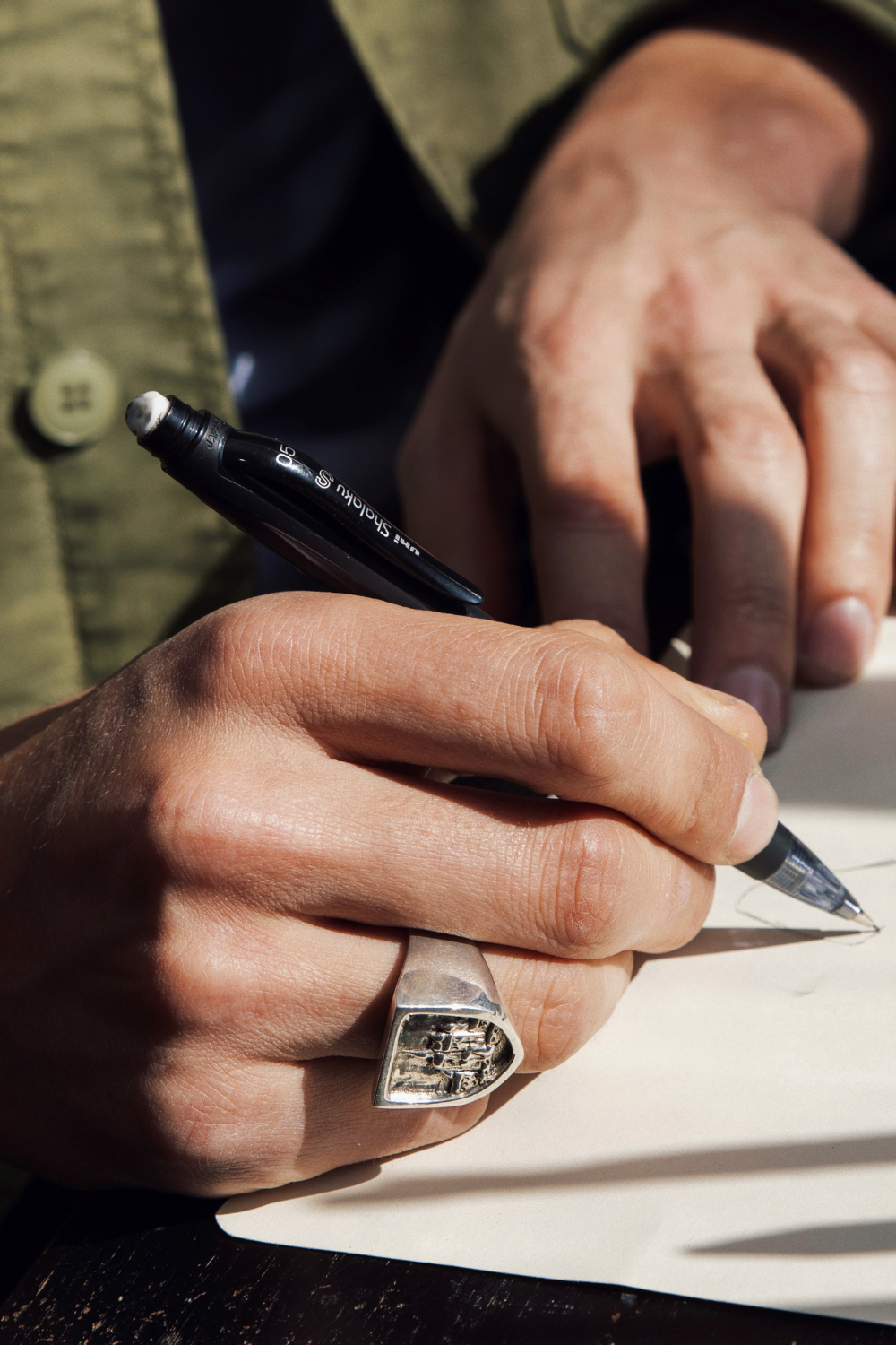 SILVER SIGNET RING - MEM X LMSM - t59, silver