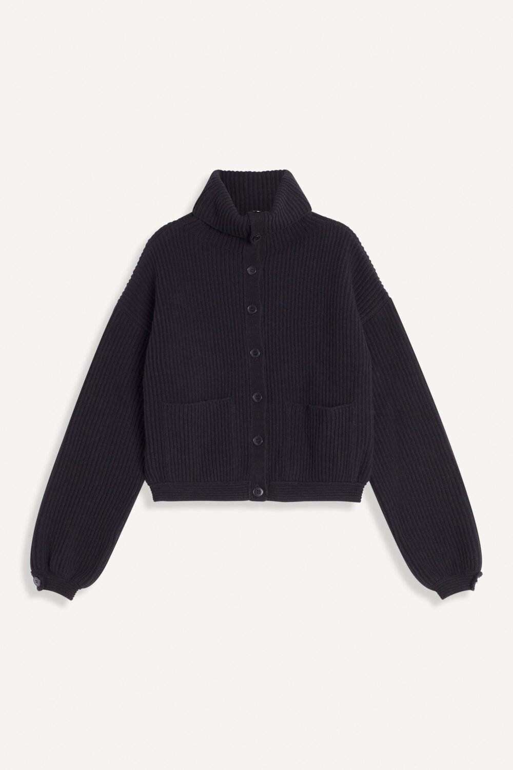 GINA - WOOL CARDIGAN - M, BLACK