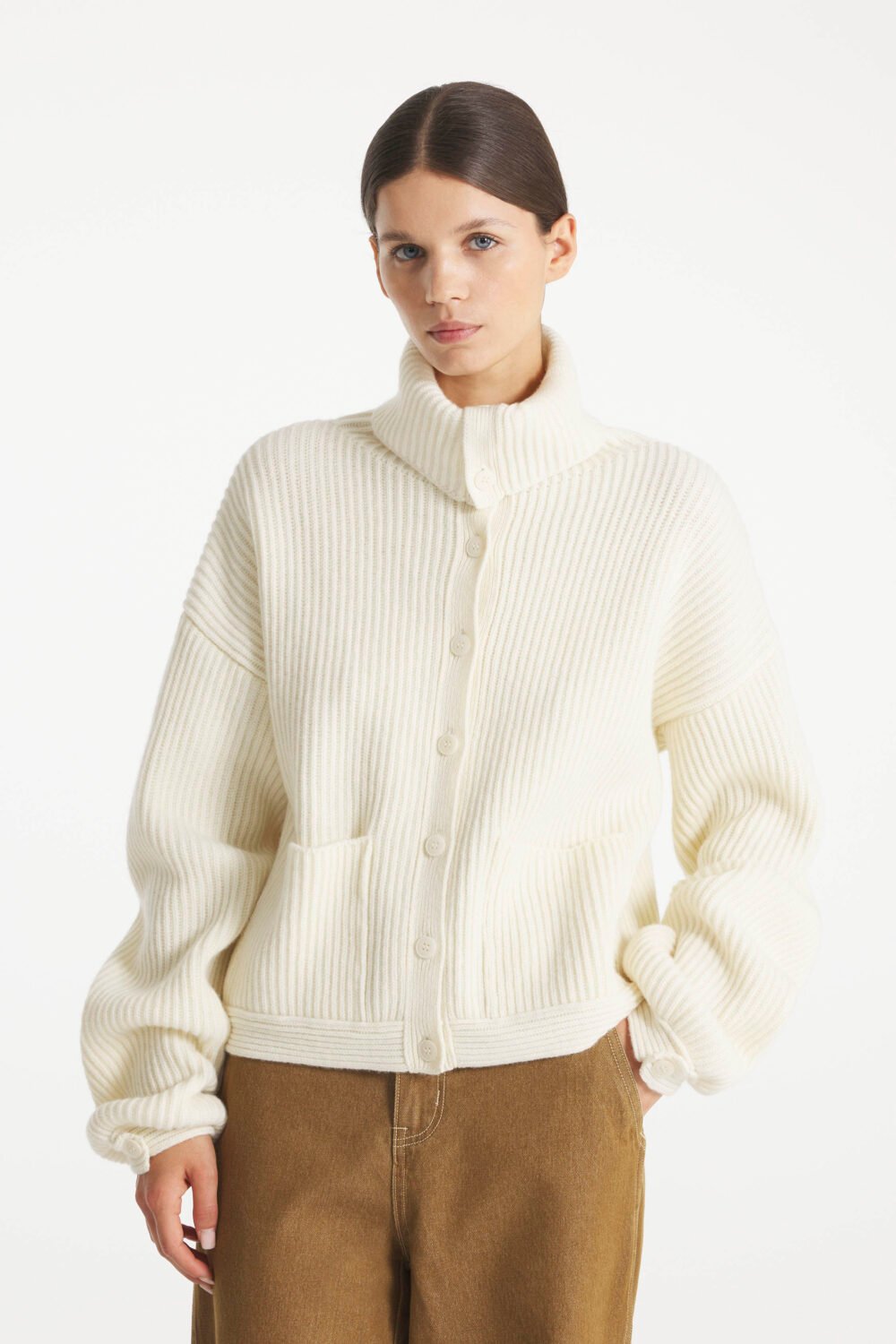 GINA - CARDIGAN EN LAINE - L, ECRU