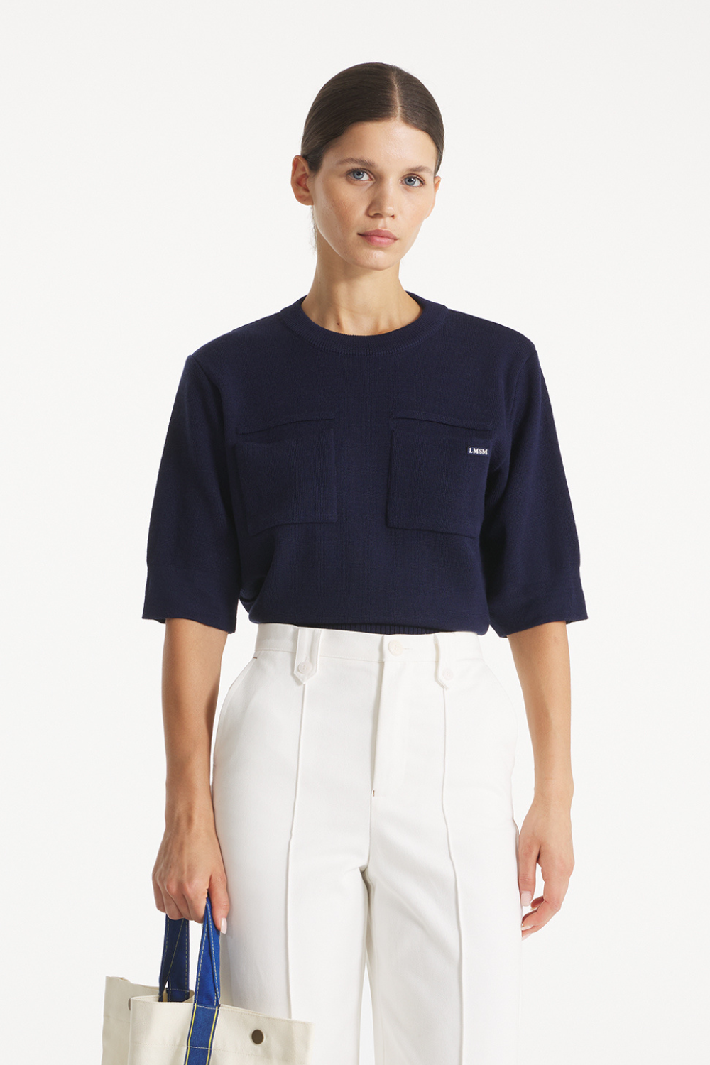 SYMONE - MERINO WOOL SWEATER - M, NAVY