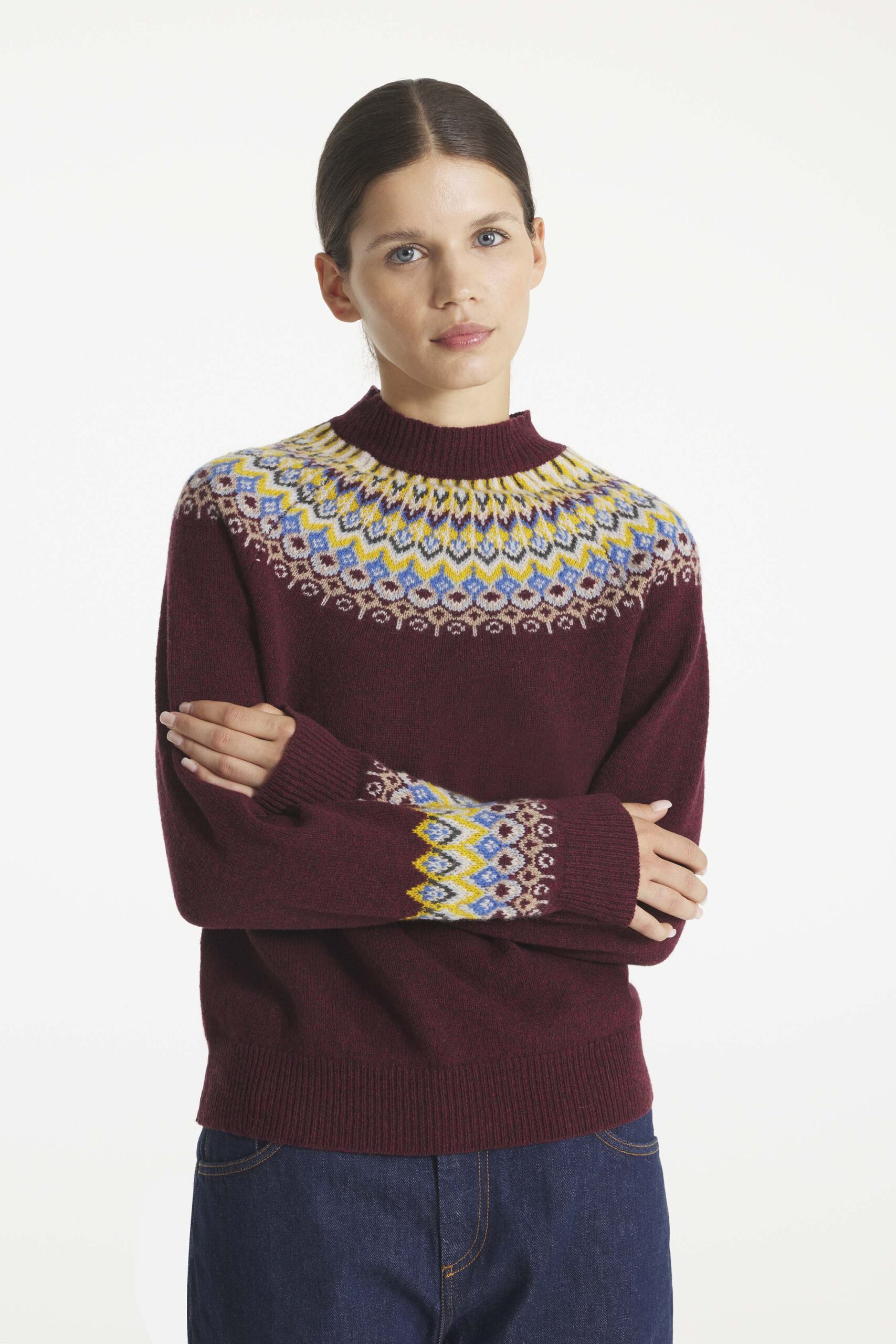 SELMANITA - PULL FAIR ISLE - S, BORDEAUX