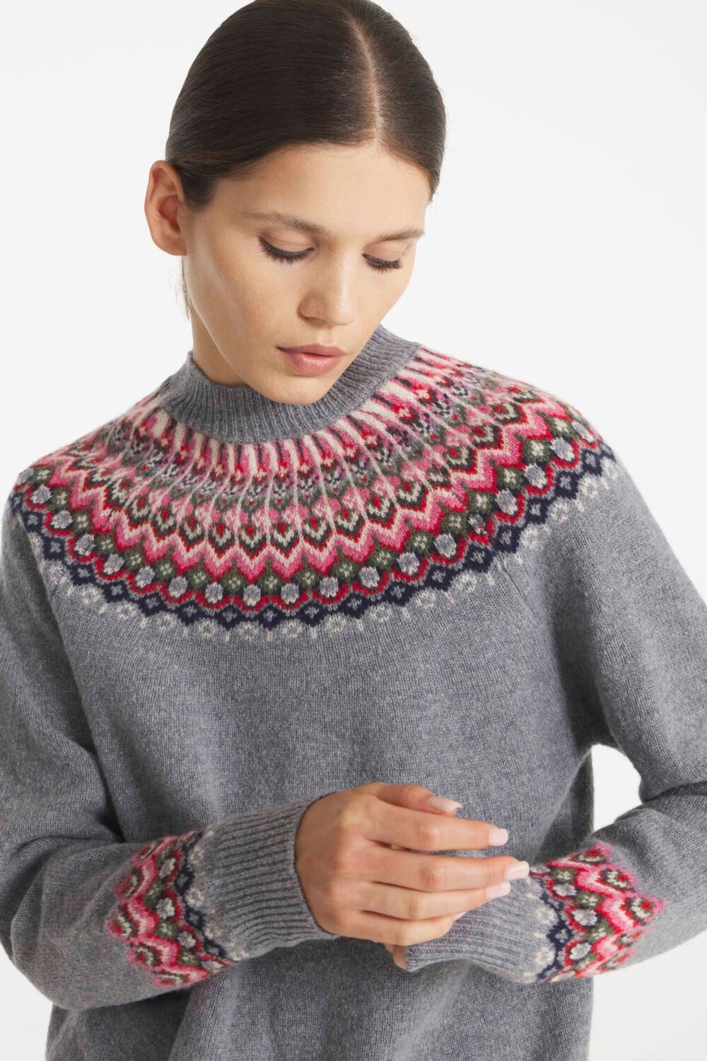 SELMANITA - PULL FAIR ISLE - M, GREY