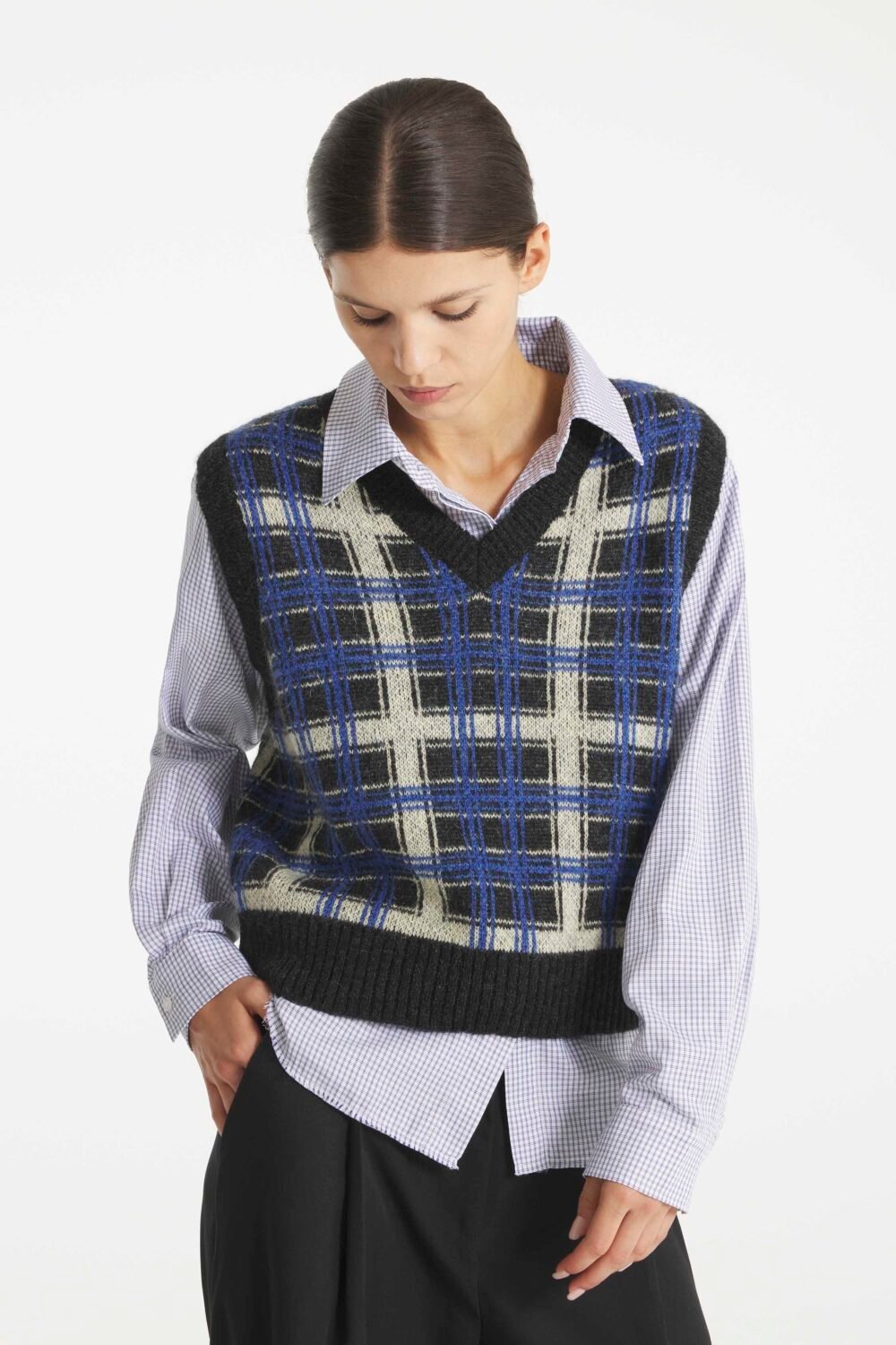 SARRO - PULL À CARREAUX - S, GRIS