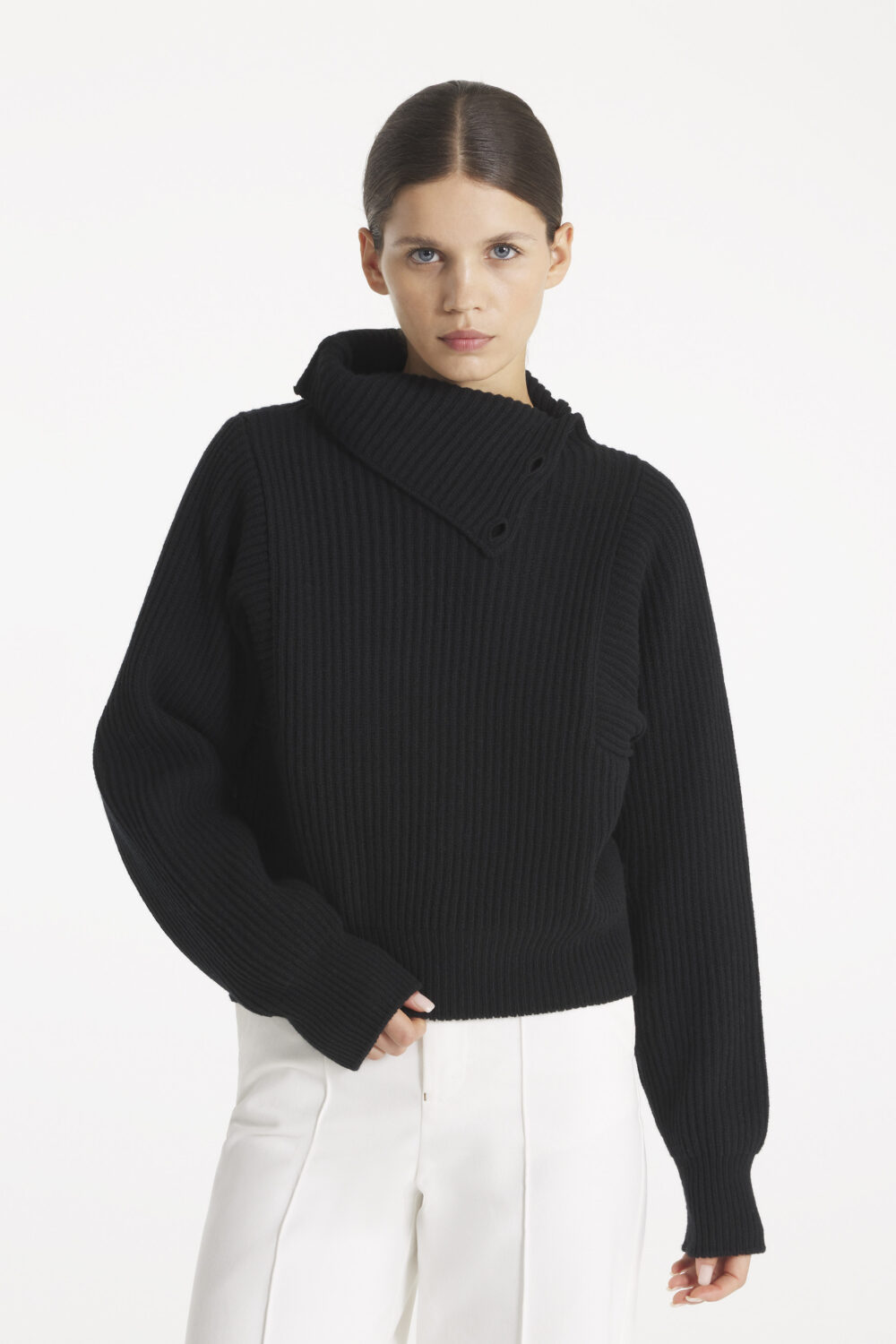 SAMION - PULL MAILLE COTELEE - S, BLACK