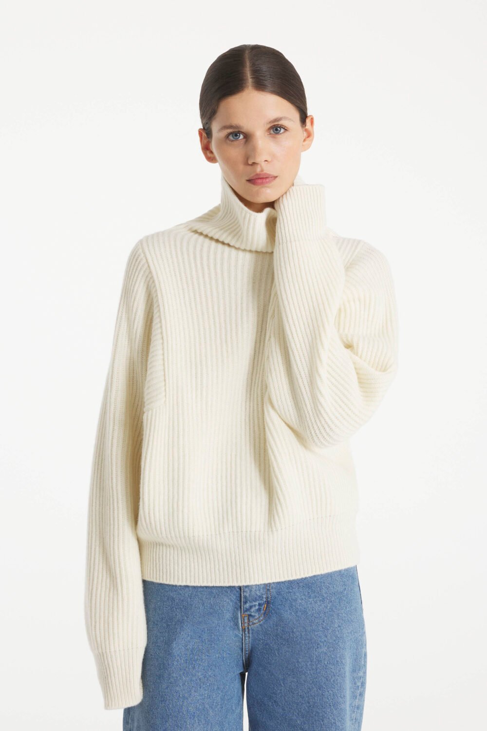 SAMION - PULL MAILLE COTELEE - M, ECRU