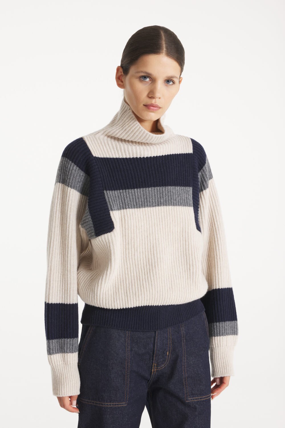 SELVINA - PULL À RAYURES - XS, ECRU