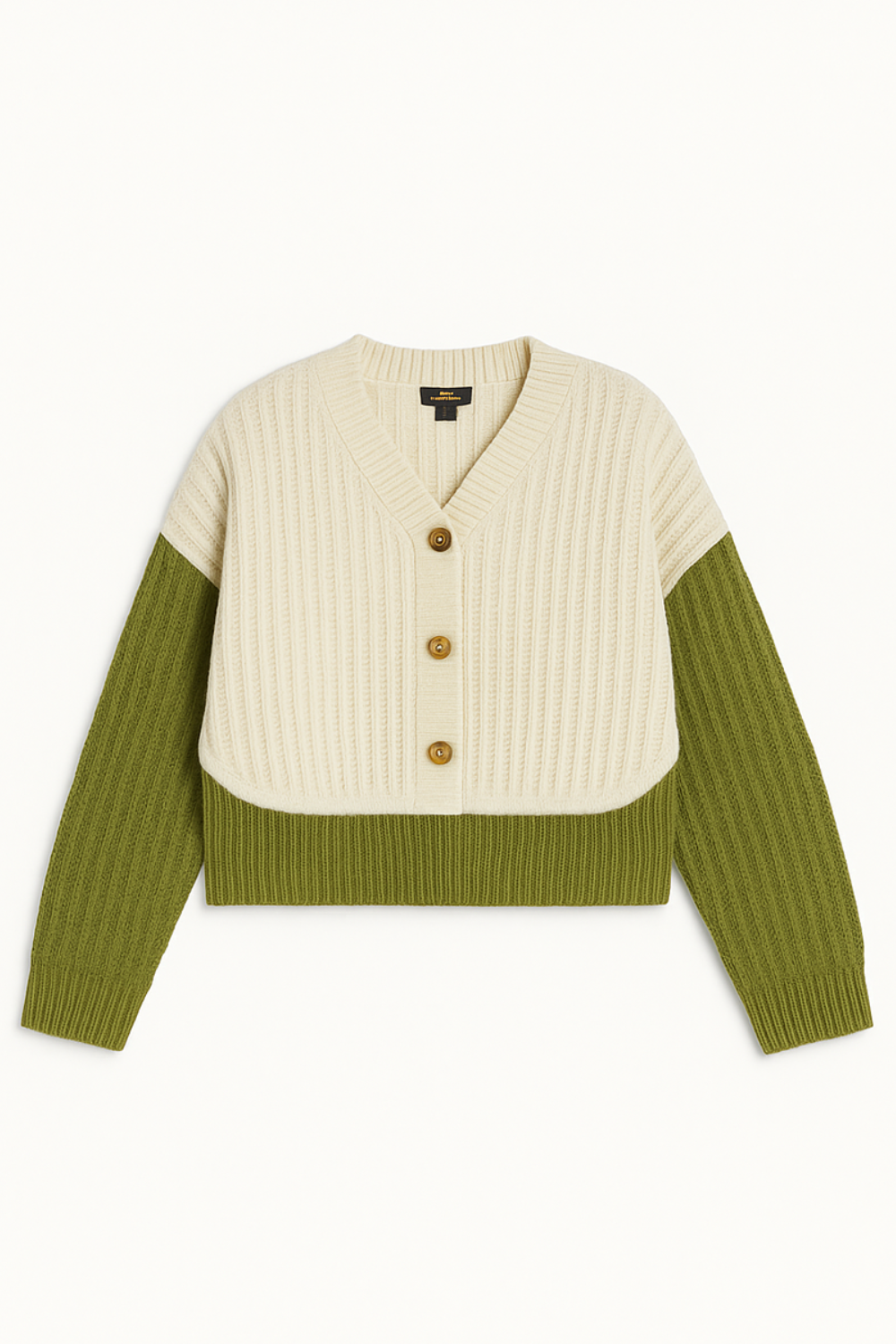 SUYOR - BUTTONED WOOL SWEATER - M, GREEN