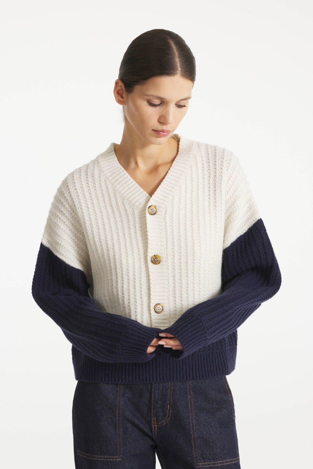SUYOR - PULL BOUTONNÉ EN LAINE - XS, MARINE