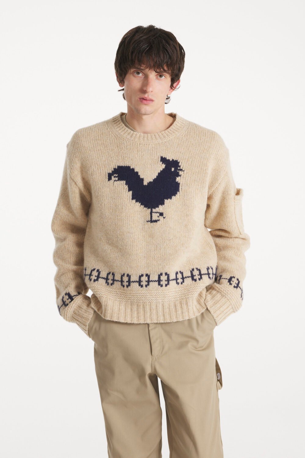 SOCA - INTARSIA SWEATER - XS, BEIGE