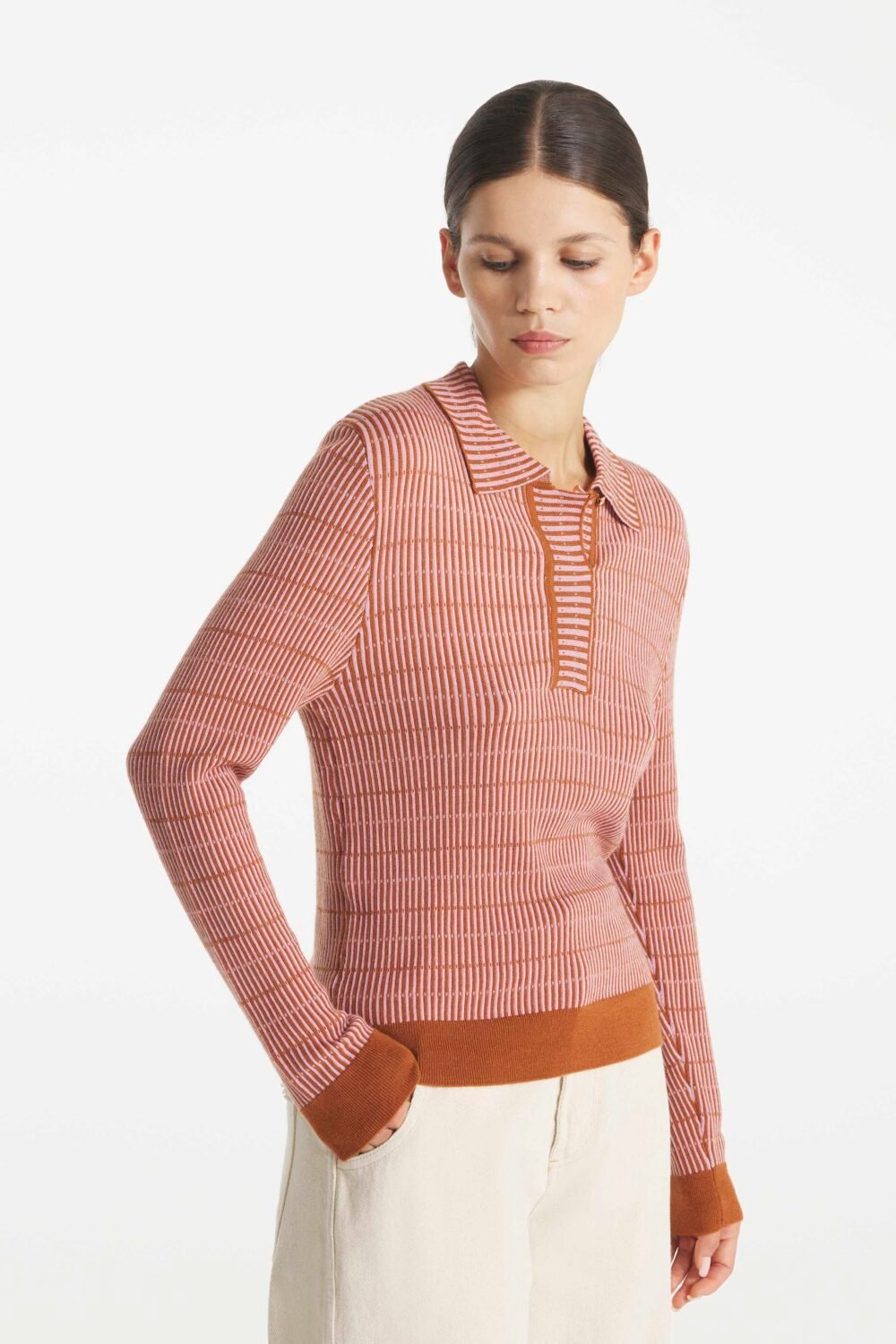 SISIA - PULL POLO EN JACQUARD - M, CAMEL