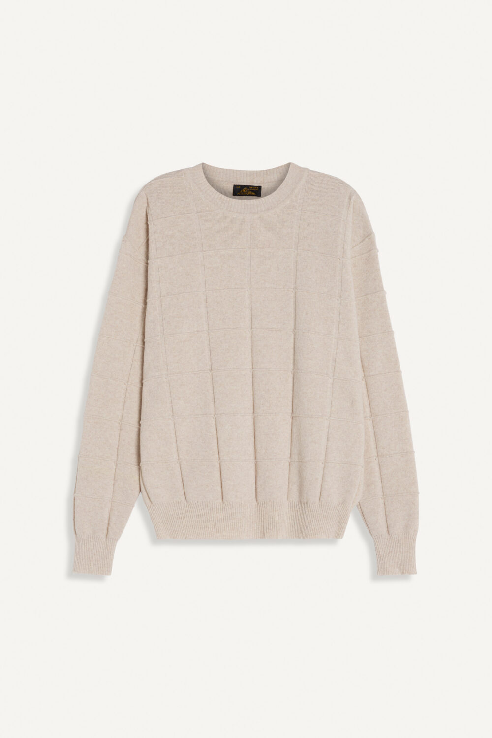 SULIX - GRAPHIC WOOL SWEATER - M, BEIGE