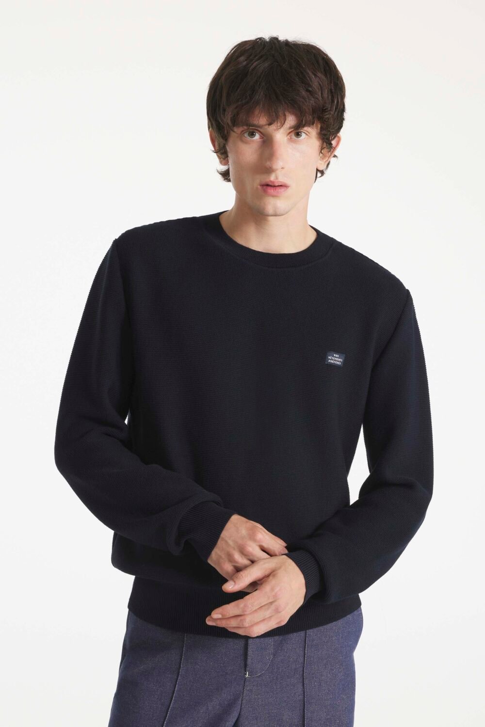 SISLA - GRAPHIC FOAM SWEATER - XS, NAVY