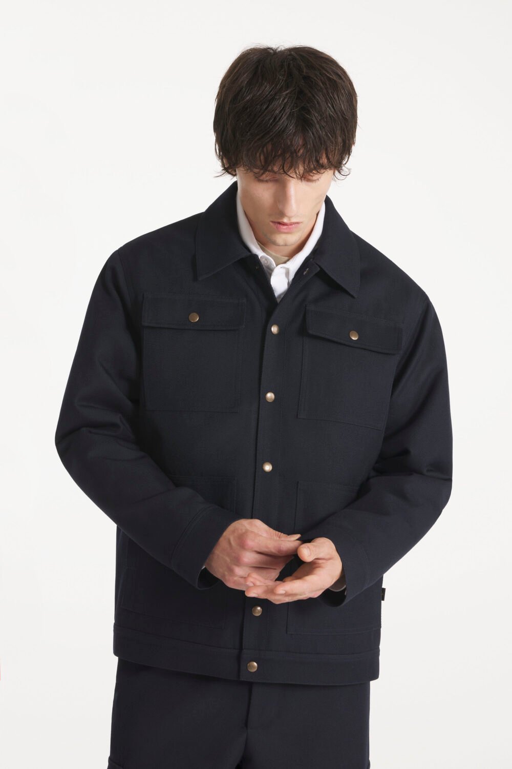 VERTOU - WOOL JACKET - M, NAVY