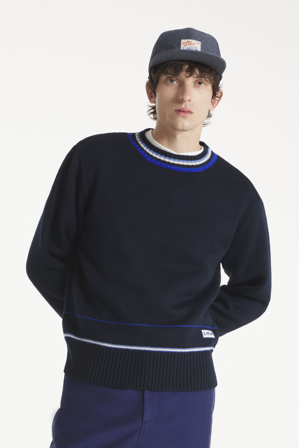 SERLIN - SWEATER GRAPHIC DETAILS - M, NAVY