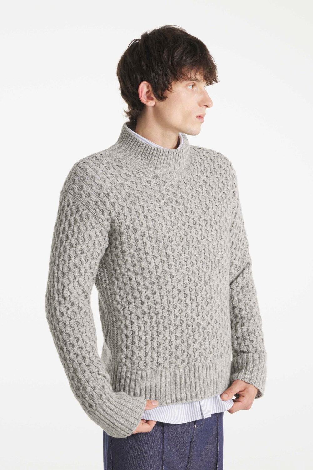 SPELING - PULL TEXTURÉ - XS, GRIS