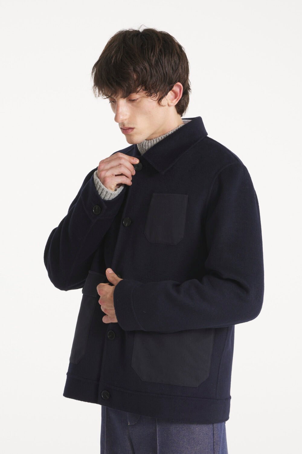 VERDADERO - WOOL JACKET - M, NAVY