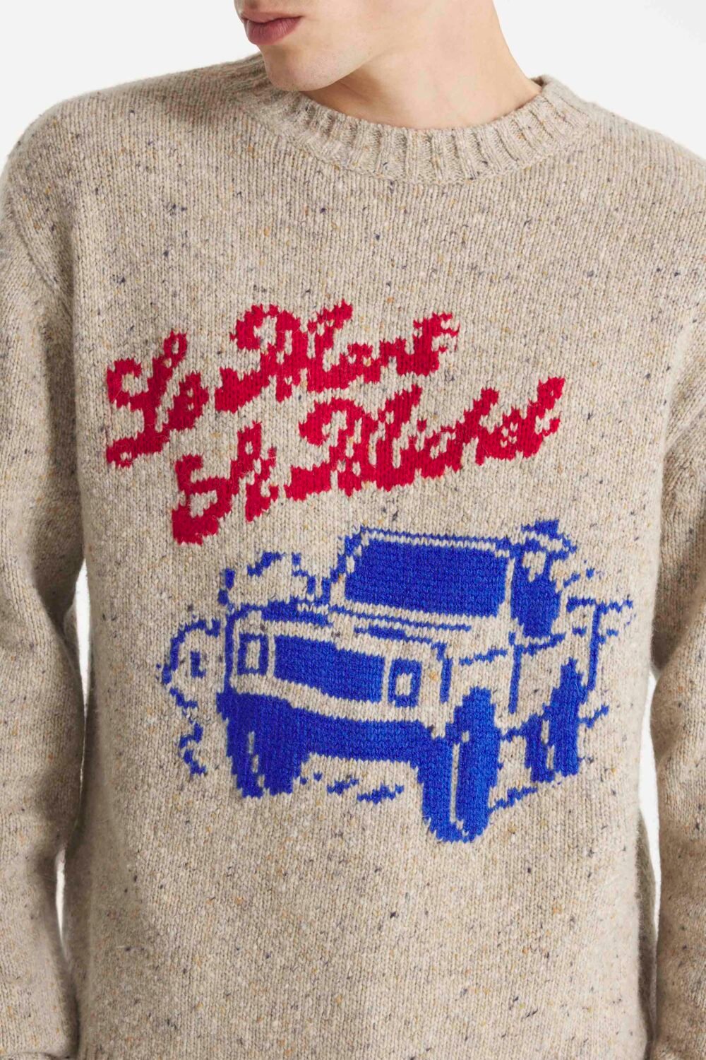 SUPERCAR - PULL GRAPHISME INTARSIA - S, BEIGE