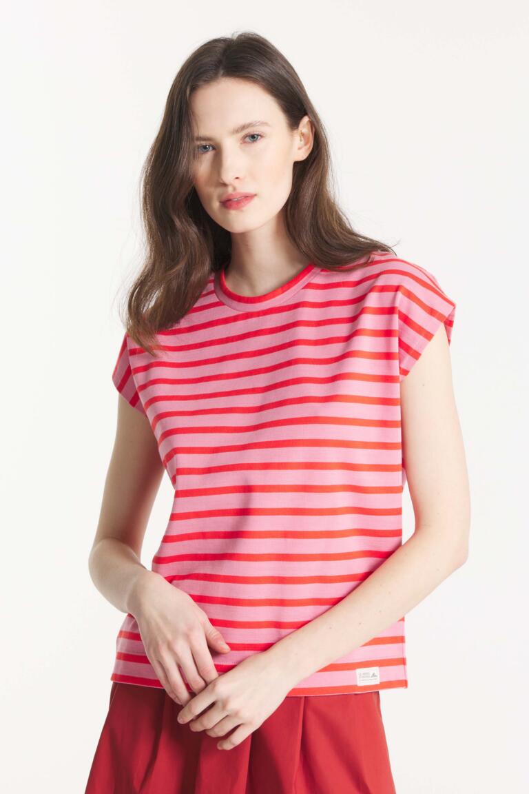 THEOXANE - MARINIERE TANK TOP - Pink red 2, seconde vue