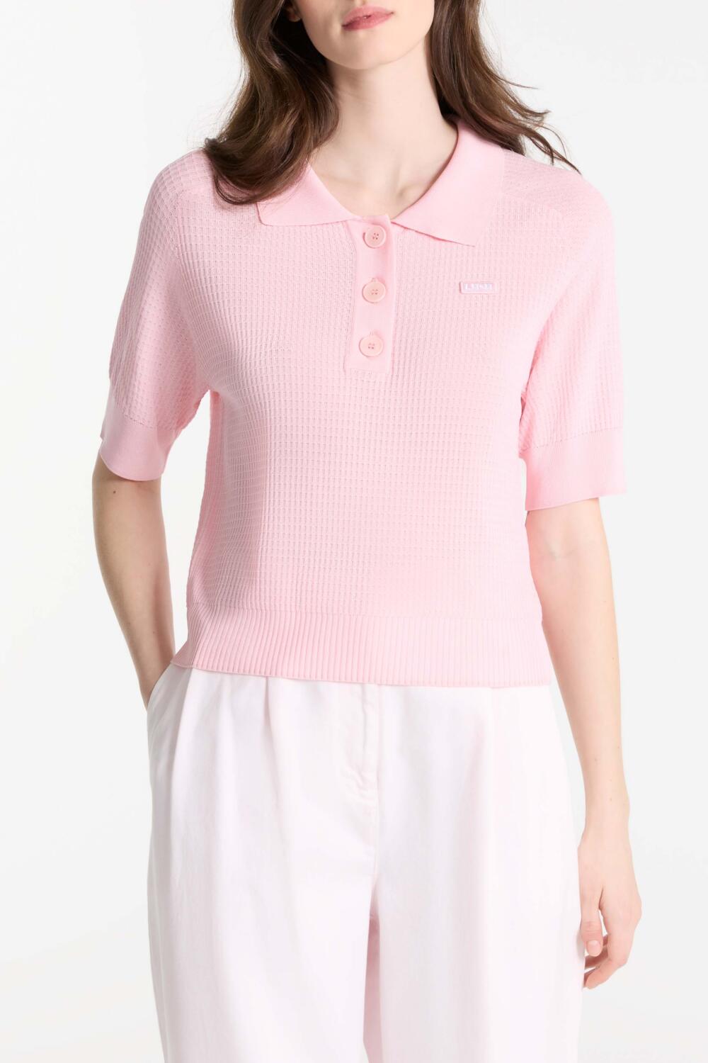 SERDANE - KNITTED POLO SHIRT - XS, PINK
