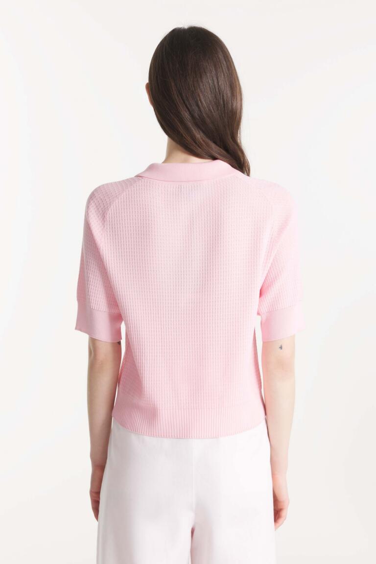 SERDANE - POLO EN MAILLE - ROSE, seconde vue