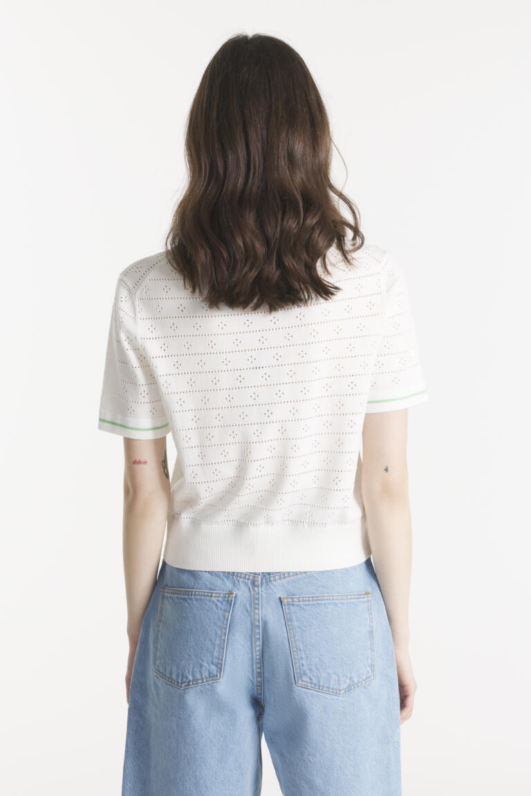 SILVA - COTTON AND LINEN TOP - offwhite green, seconde vue
