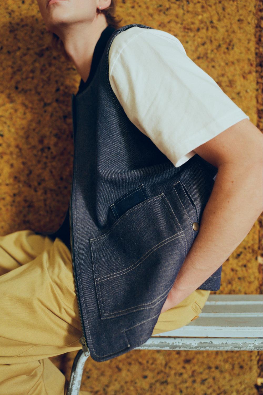 VISALINO – VESTE DENIM SANS MANCHES