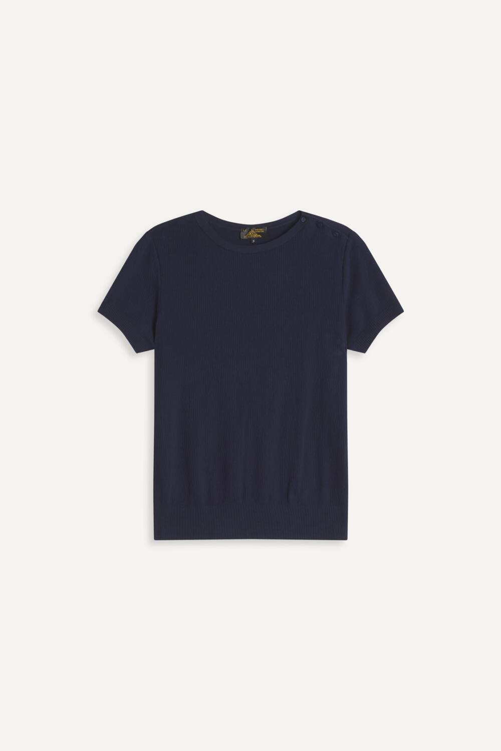POINTELLE - SHORT-SLEEVED SWEATER - M, NAVY